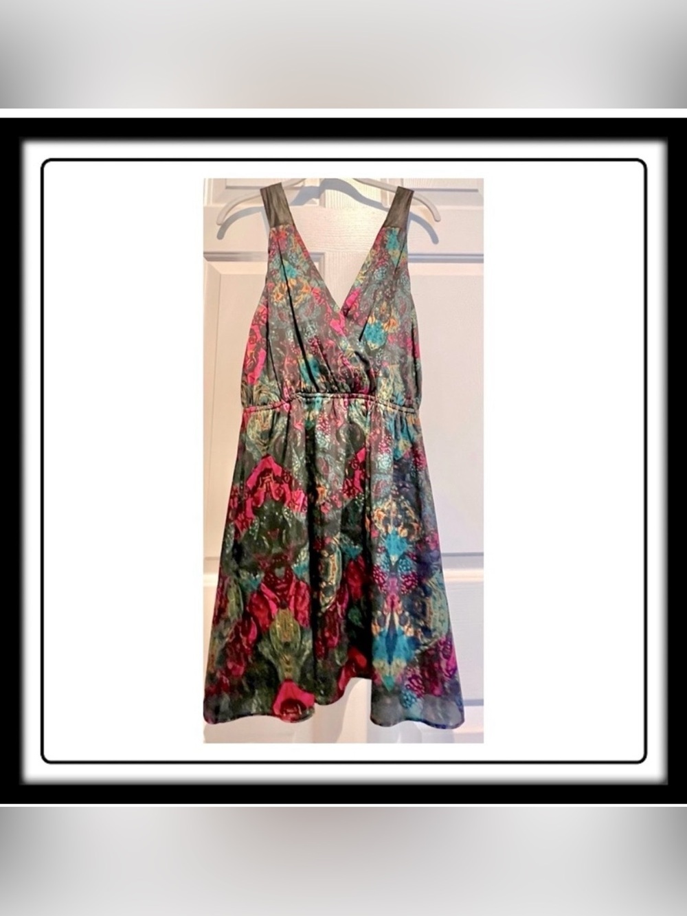 Dress - BCBG Generation - silky black pink blue tan - size medium. Never worn.